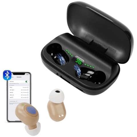 Tomorrow will be better Hearing Aids For Seniors With Bluetooth Premium Comfort Design and Nearly Invisible (hearing-aid-06), Black Cover