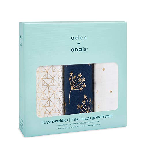 Aden + Anais Metálica Gold Deco - Pack de 3 muselinas