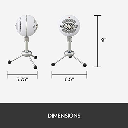 Blue Snowball USB Microphone for Recording, Streaming, Podcasting, Gaming on PC and Mac, Condenser Mic with Cardioid and Omnidirectional Pickup Patterns, and Stylish Retro Design - White