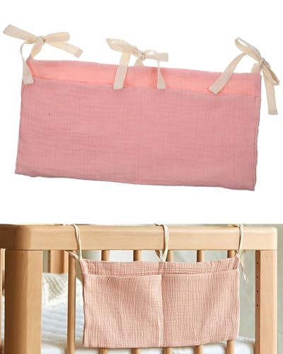 Zeayebsr Babybett Organizer, Kinderzimmer Hängender Bett Organizer mit Taschen, Organizer Beistellbett Baby, Betttasche Spielzeugtasche, Aufbewahrungstaschen für Betten, Windeln Kleidung Spielzeug