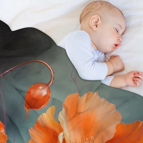 Manta suave para sofa y cama con estampado de flores decorativa 4