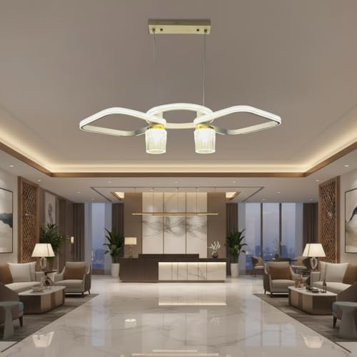 Image of LED Chandelier Light for Living Room Ceiling, Hanging Light for Dining Table, Hanging Light for Home Decoration, Jhumar /Jhoomer for Hall Ceiling (Cool, Warm and Natural White)