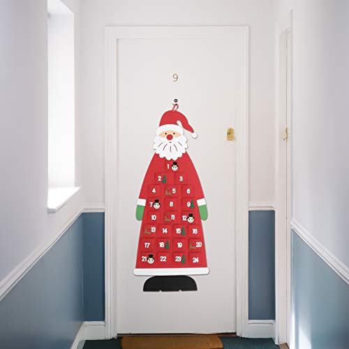 Calendário de Natal Cabilock com bolso para pendurar 24 dias feltro vermelho calendário para foto Pa