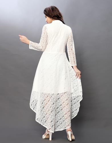 Image of Women's Russel Net Fit & Flare Dress, Trend with High Low Stylish Western Look