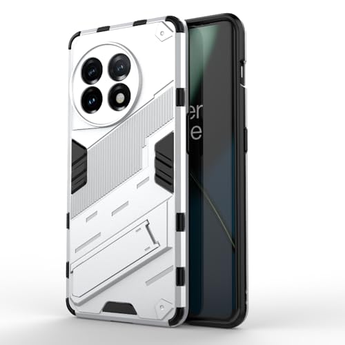Image of SPL Punk Armor Bumper Back Case Cover for OnePlus 11 5G | Holder & Kickstand in-Built | 360 Degree Protection Back Case Cover (White)