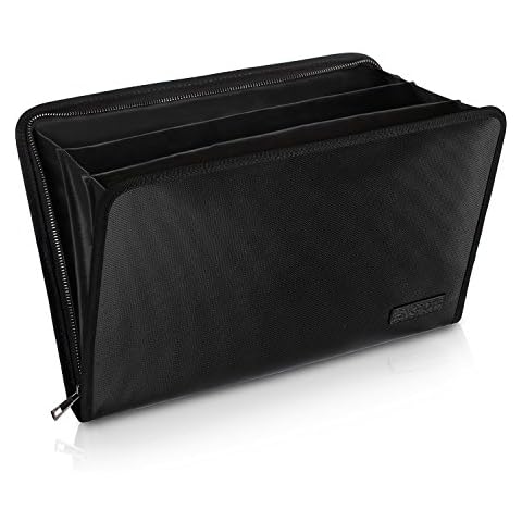 File Organiser Expanding File Folder A4 Size Fireproof Document Bag File Organizer Certificate Portable Durable Accordion Document Organizer File Contract Photos Folder Bag 3 Pockets Two Zipper Cover