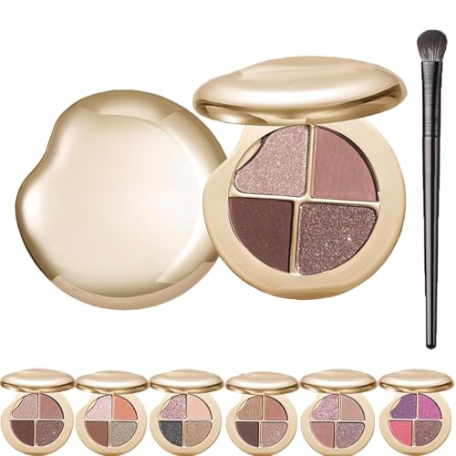 Paleta para ojos y mejillas con iluminador, paleta de sombras de ojos 4 en 1 Starry Sky, maquillaje para sombrear, iluminar y definir el rostro, se difumina fácilmente, dura todo el día. (#01)