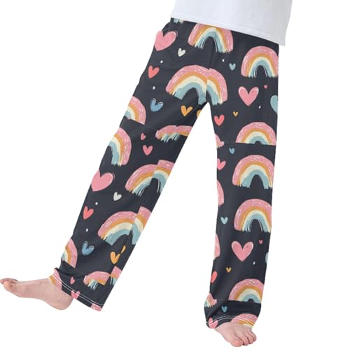 Pigsaly Boys Pajama Bottoms Boys' Pants Rainbow Colorful Hearts Long Bottoms Jogger Pants S4