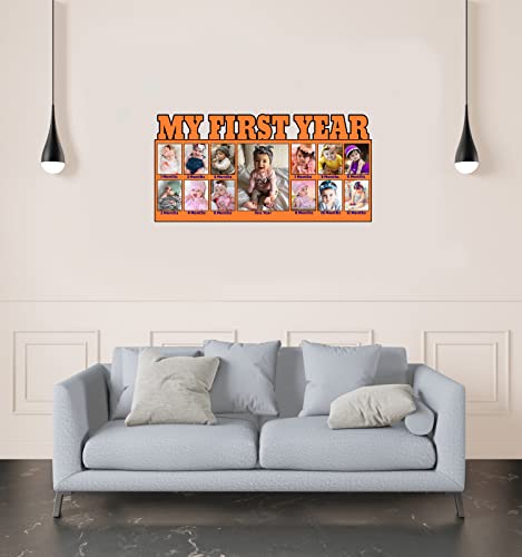 Image of Customised Baby Photo Frames for Gifts Home Decor Wall Frame Orange Color Pack of 1