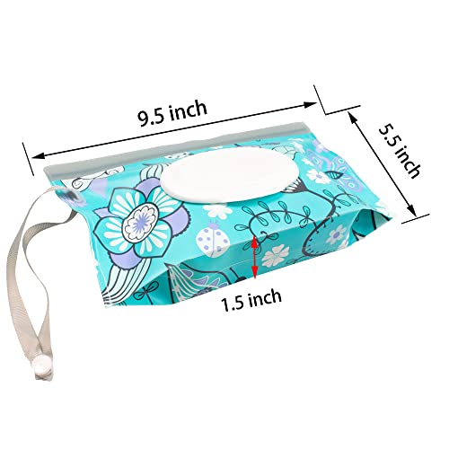 Leshane Baby Wipe Dispenser, 4 Pack Portable Refillable Wipe Holder, Reusable Lightweight Wipes Container Case Holder For Travel Wet Wipe Pouch, Floral #TOP4