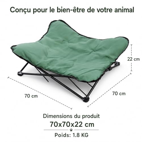 Couchage surélevé pour chien idéal pour le camping et les sorties
