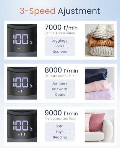 Image of BEAUTURAL Fabric Shaver and Lint Remover, Rechargeable Electric Sweater Shaver with 3 Speeds, 6 Leaf Blades and LED Display, Portable Pilling Remover for Clothes, Furniture, Blankets, Blue
