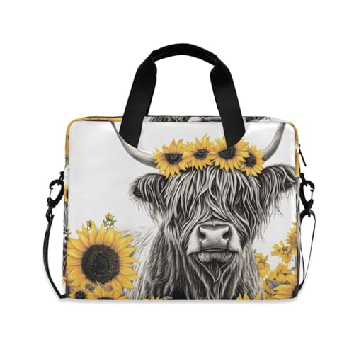 Funda maletín portátil ALZA Gray Highland Cow 13-15.6 pulg miniatura 1