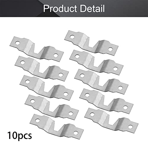 Image of MroMax 10PCS Keyhole Hanging Plate 2.05 inch x 0.59 inch Single Hole Hook Metal Keyhole Hangers Keyhole Hanging Fasteners for Mirror Picture Frames Silver