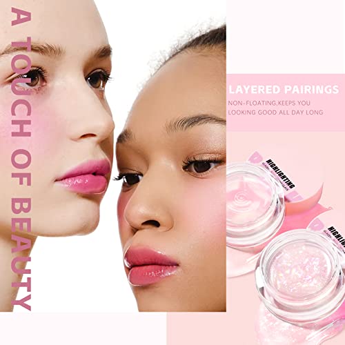 Hosaily 2Pcs Color Changing Blush,Moisturizing Clear Glitter Cream Ph Blusher Rouge For Cheek&Lips Makeup Multi-Use Liquid Blush Gel Tinted Gloss Waterproof Magic Nutritious Shiny Finish Pink Blush #TOP1