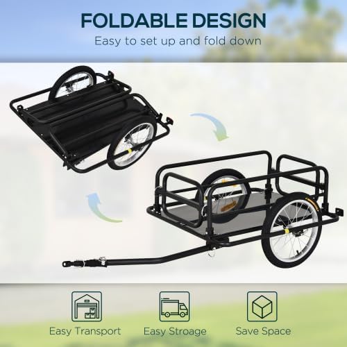 Foldable Bike Cargo Trailer Portable Compact Bicycle Wagon Storage Cart with Universal Hitch Heavy Duty Bike Attachment