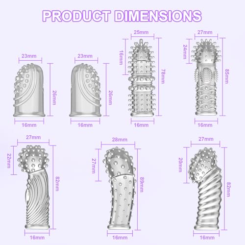 7 Pcs Fingerhüllen Set Masturbation, Vorspiel Sexfinger Ticklers Set Sexspielzeug für Paare extrem, Erotik Finger Massage für Klitoris Stimulation, Finger Penis Sleeve die Männer Frau