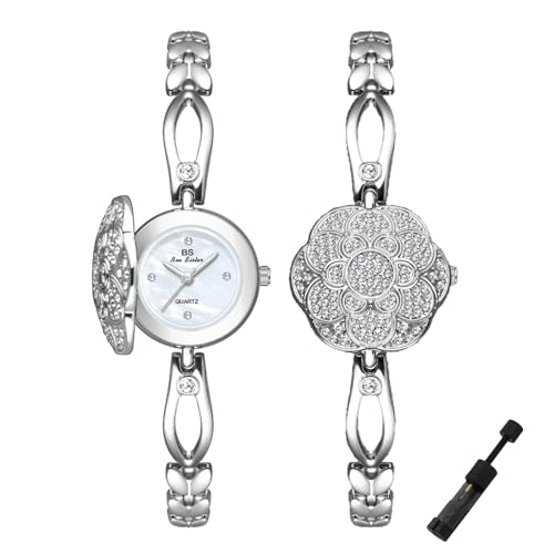 Montre à quartz femme étanche avec cadran fritillaire et bracelet cristal