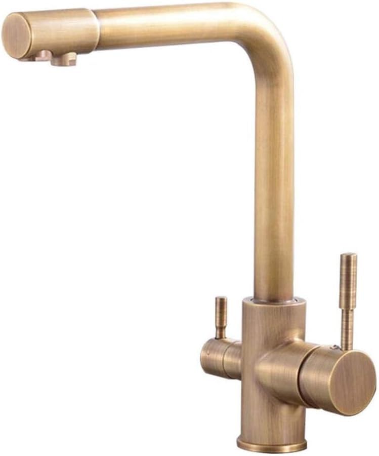 Robinet de cuisine 3 en 1 en laiton antique pour purificateur et eau chaude froide