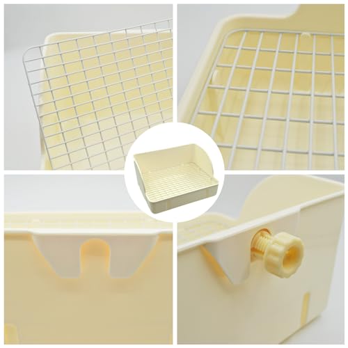 Image of Rabbit Litter Box Toilet,Bunny Plastic Square Cage Toilet with Grate Rabbits Corner Litter Bedding Small Animal Pet Bunny Box Potty Trainer Pet Pan for Guinea Pig,Ferret,Chinchilla(White)