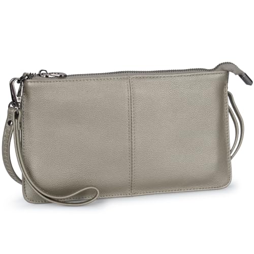 Image of Bveyzi Genuine Leather Wristlet Purses for Women, Envelope Clutch Wallet Small Crossbody Bags for Dressy Evening