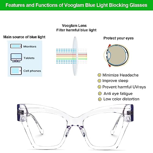 Image of VOOGLAM Cat-eye Blue Light Blocking Glasses for Women Anti UV Eyestrain Eyewear Reginald