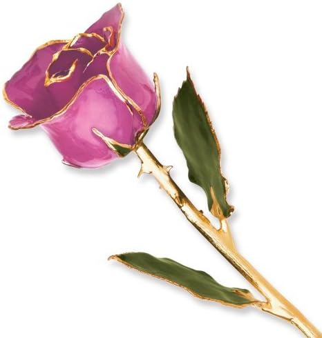 Roses and Leaves Lacquer Dipped Gold Trim Lilac Pink Rose