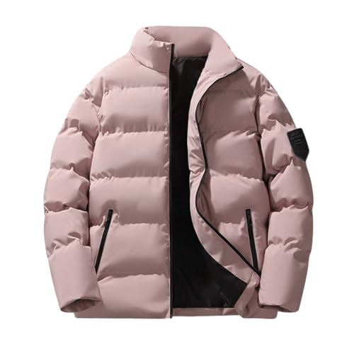 Generisch Chaqueta de plumón grande para hombre con cuello alto, chaqueta de invierno holgada para hombre sin capucha, chaqueta acolchada gruesa cálida, parka de invierno monocolor, con bolsillo con