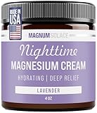Magnum Solace Magnesium Lotion – Nighttime Magnesium Cream – Apply to Legs, Arms or Chest - Topical Magnesium Chloride – USA Made and Safe for Kids (Lavender)