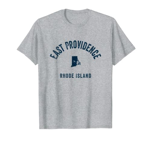 Impresión azul marino deportiva vintage de los 70 de East Providence Rhode Island Camiseta