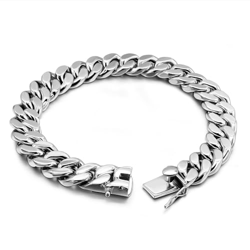 925 Sterling Silver Italian Solid 10-12-14mm Diamond-Cut Cuban Link Curb Chain Bracelet for Men, Jewelry Party Birthday Gift