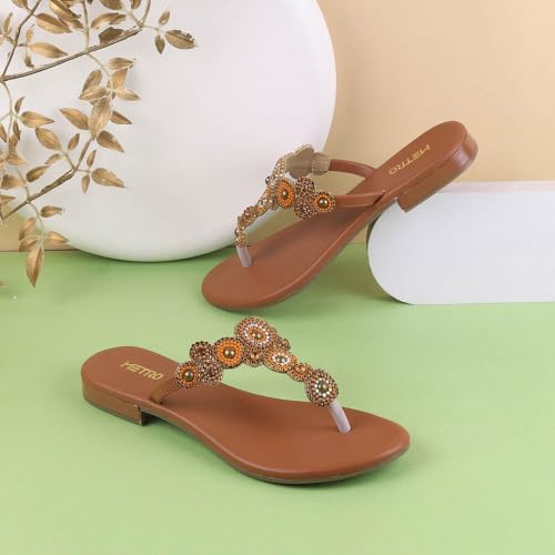 Image of Metro Women's Faux Leather Embellished Comfy Slippers
