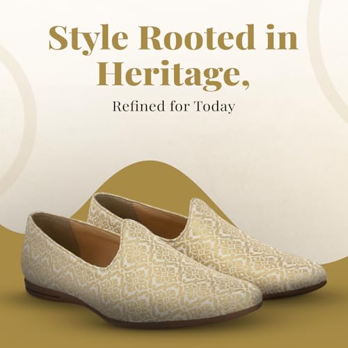 Image of San Frissco Men's Embroidered Mojaris Casual Slip-On Shoes | Soft Cushioned Footbed Insole with TPR Sole | Stylish Lightweight Jutti Perfect for Party Weddings Festive Season