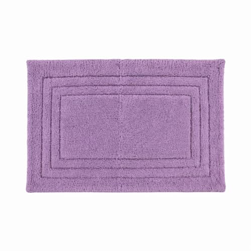 Image of Soft Cotton Linea Design Bath Mat | Anti Slip Anti Skid Backing Absorbent Soft Tufted Floor Rug for Bathroom Kitchen Bedroom Pooja Room Home Decor (50X80 CM, Purple)