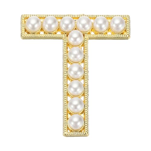 Image of PATIKIL Letter Brooch Pins, Pearl Initial Alphabet Letter Lapel Badges Pin for Women Men Girl Wife Suits