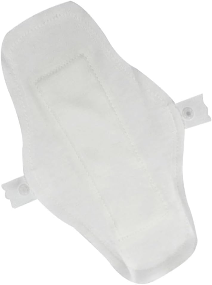 QUXVUIS Cloth Sanitary Pads Reusable with Large Soft Super Thin Extra Long Cotton Panty Liner Flexibility Breathable and Environmental. Cotton Panty Liner for Women Extra Long Unscented, White, 24cm