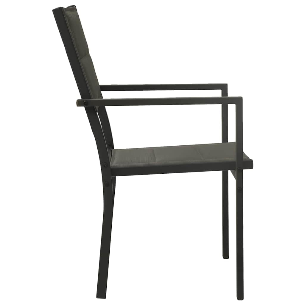 Set di 2 sedie da giardino impilabili in textilene, acciaio grigio