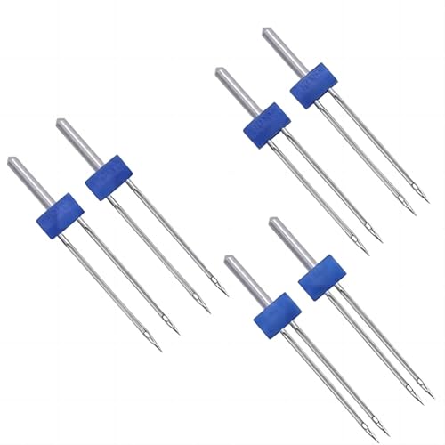 6 Pièces Aiguille Double Stretch Jersey Aiguilles de Machine à coudre doubles, Aiguilles Jersey Machine à Coudre, Aiguille Jumelée, Aiguille Double,...