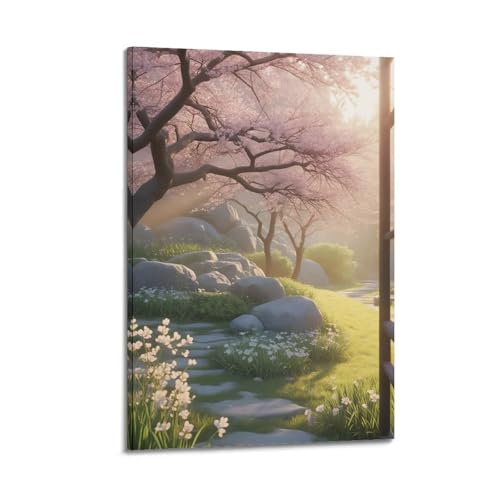 Décoration murale moderne cerisier en fleurs ZOGJIN - Toile 40x60