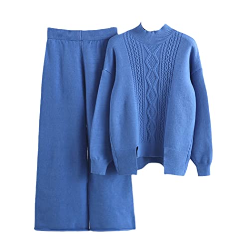 Survêtement en cachemire pour cocooning ensemble pantalon large femme bleu