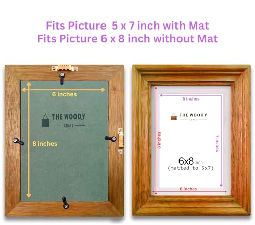 Image of 5 x 7 inch Wooden Photo Frame with Mat, Orange Photo Frame 5 x 7 inch with Mat or 6 x 8 inch without Mat for Wall Decoration, Gallery Walls, Best Wooden Photo Frames for Posters and Photos