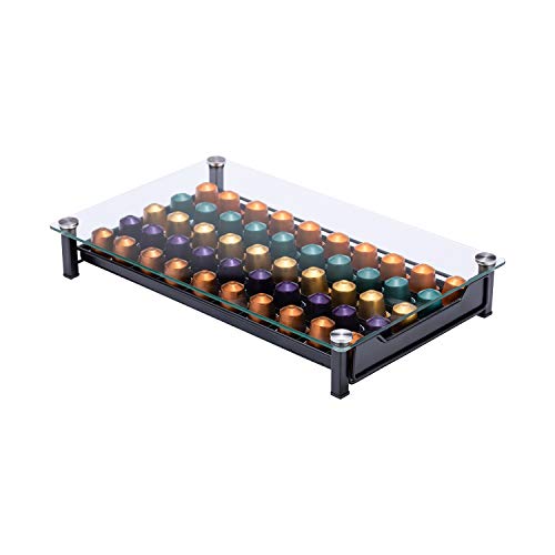 Rice Rat Coffee Pod Storage Holder Capsules Originaline Drawer Organizer, Crystal Tempered Glass (50 Pods) #TOP6