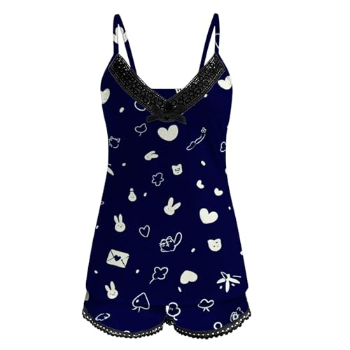 Image of Valentines Pajamas For Women Valentine Pjs Sets 2 Piece Galentines Silk Heart Satin Plus Size Lace Trim Pajama