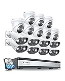 ZOSI 4K CCTV Kit de Videovigilancia PoE 16pcs Cámaras de Seguridad Exterior con 16CH 8MP H.265+ Grabador NVR, Visión Nocturna en Color, Alarma de Luz y Sirena, Audio, 4TB HDD Incluido