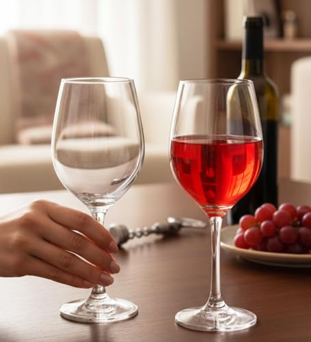 Table & Tale Gin 600 ml Wine Glass Set of 4 from Brazil | Large Crystal Red & White Wine Glasses for Home, Bar, Parties | Elegant Stemware for Cabernet, Pinot Noir, Chardonnay & More Deal