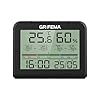 GRIFEMA GA2901B, Termómetro Digital Interior del Higrómetro, Digital Medidor de Humedad con Retroiluminación, Registro Máx/Mín, Reloj/Fecha, Ideal para Hogar/Invernadero, Negro