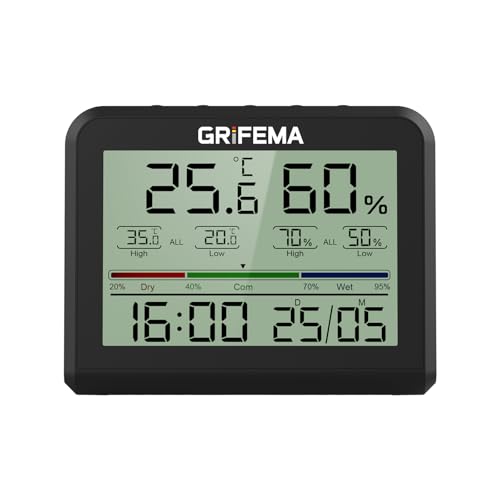 GRIFEMA GA2901B, Termómetro Digital Interior del Higrómetro, Digi...