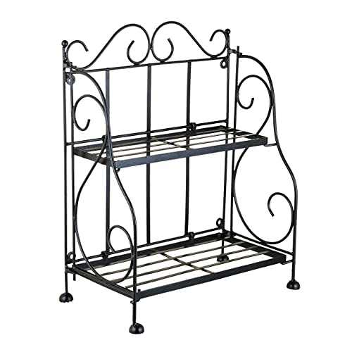 Gewürzregal, 2-stöckiges faltbares Regal für Küche, Badezimmer, Arbeitsplatte, 2-stöckige Standaufbewahrung, Organizer, Gewürzgläser, Flaschenregal - Schwarz Cover