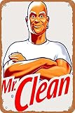 Muecddoa Metal sign - Mr. Clean Logo Costume White cool Poster Bar Wall Decor 8 X 12 Inch