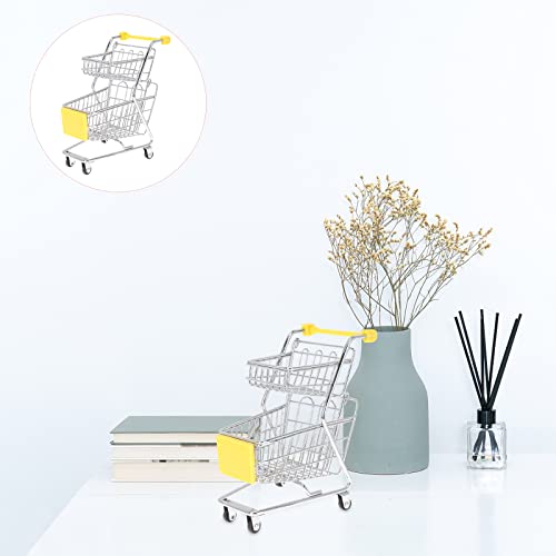 Luozzy Mini Shopping Cart Model Mini Supermarket Handcart Toy Desktop Supermarket Trolley - Yellow #TOP3